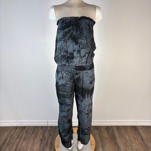 ❤️ Elegant Black Tie-Dye Strapless Jumpsuit L NWT